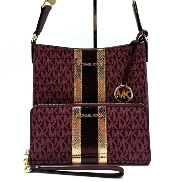 Michael Kors Jet Set Travel Small Signature Messenger Bag & Continental Wallet